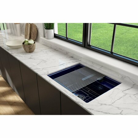 BOCCHI Baveno Uno Dual-Mount Workstation Fireclay 27 in. Single Bowl 2-hole Kitchen Sink in Sapphire Blue 1633-010-0132